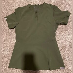 FIGS Olive Green Henley Tunic Scrub Top &  Jogger Bottom